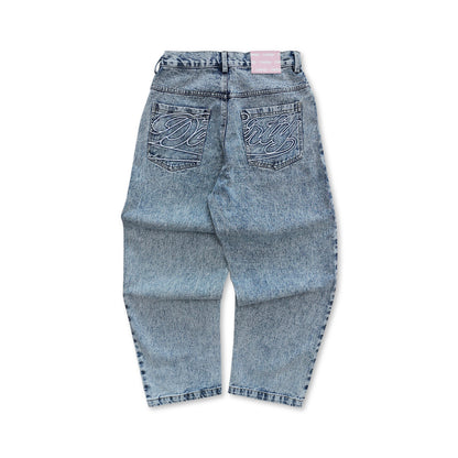 DIRTYBUSINESS SMOKE BAGGY PANTS BLUEWASH DENIM