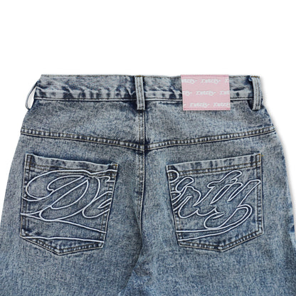 DIRTYBUSINESS SMOKE BAGGY PANTS BLUEWASH DENIM