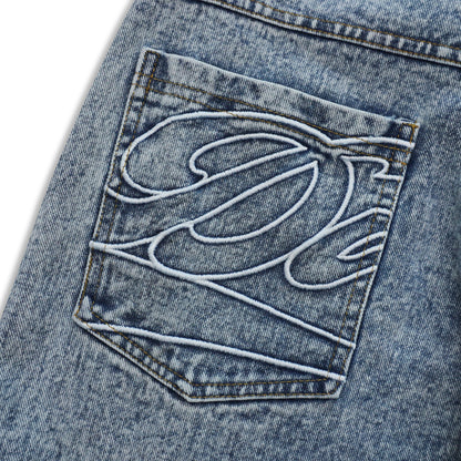 DIRTYBUSINESS SMOKE BAGGY PANTS BLUEWASH DENIM