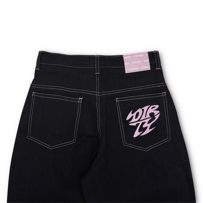 DIRTYBUSINESS RUBY PINK BAGGY PANTS RAW DENIM