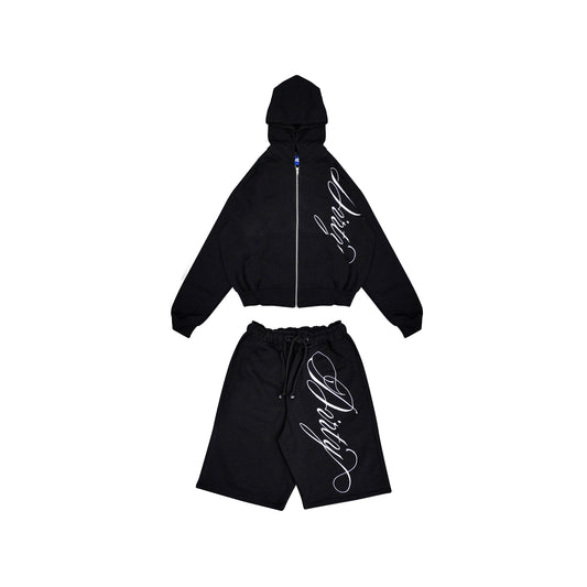 DIRTYBUSINESS ONESET ALLEN JORTS ZIPPER JACKET BLACK