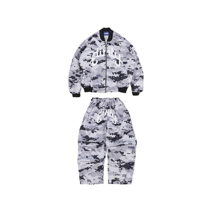 DIRTYBUSINESS ONESET DIZZY CAMO BOMBER BAGGY PANTS