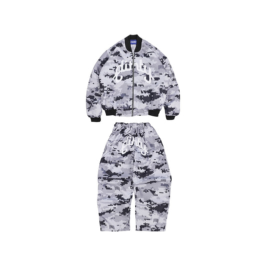 DIRTYBUSINESS ONESET DIZZY CAMO BOMBER BAGGY PANTS