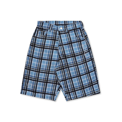 DIRTYBUSINESS NUKE PLAID SHORT PANTS SKY BLUE
