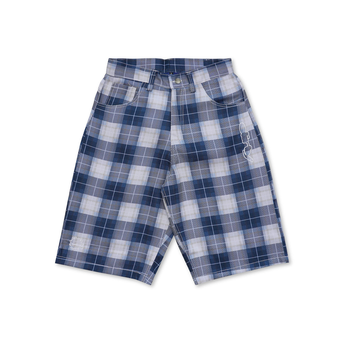 DIRTYBUSINESS NUKE PLAID SHORT PANTS WHITE BLUE