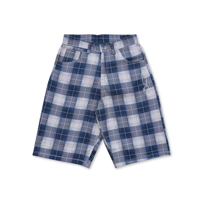 DIRTYBUSINESS NUKE PLAID SHORT PANTS WHITE BLUE