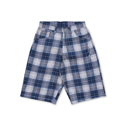 DIRTYBUSINESS NUKE PLAID SHORT PANTS WHITE BLUE