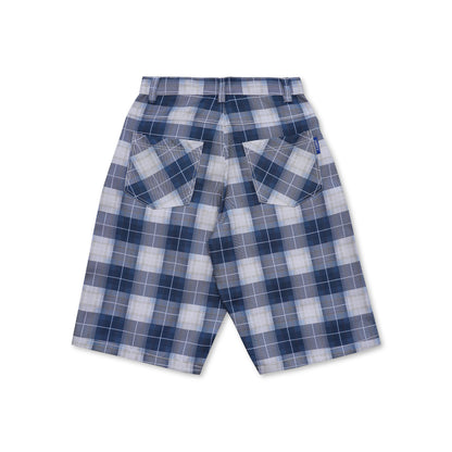 DIRTYBUSINESS NUKE PLAID SHORT PANTS WHITE BLUE