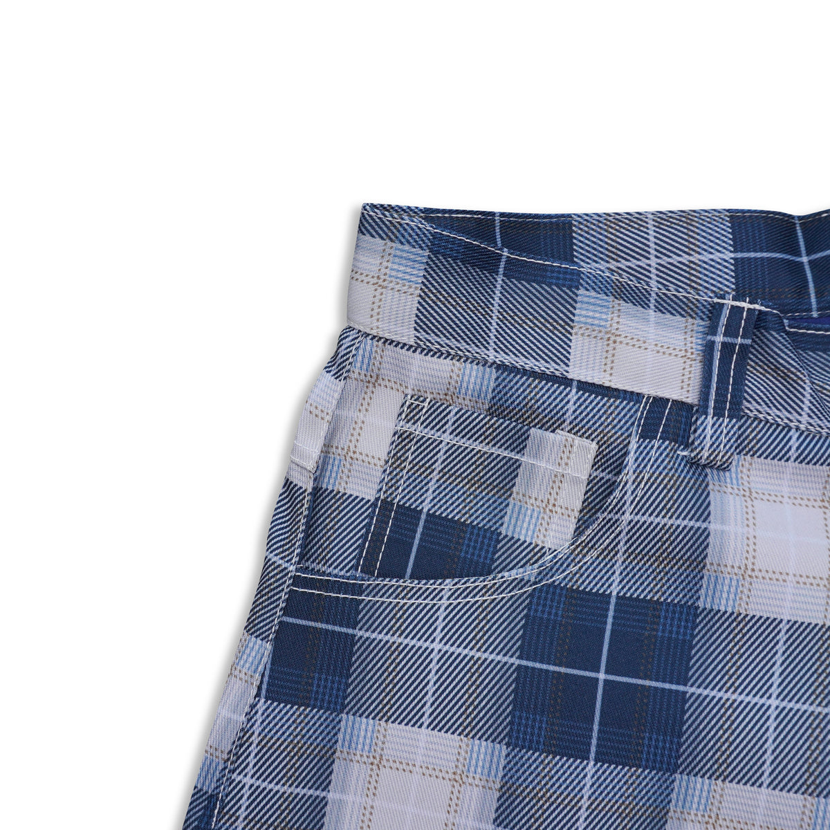 DIRTYBUSINESS NUKE PLAID SHORT PANTS WHITE BLUE