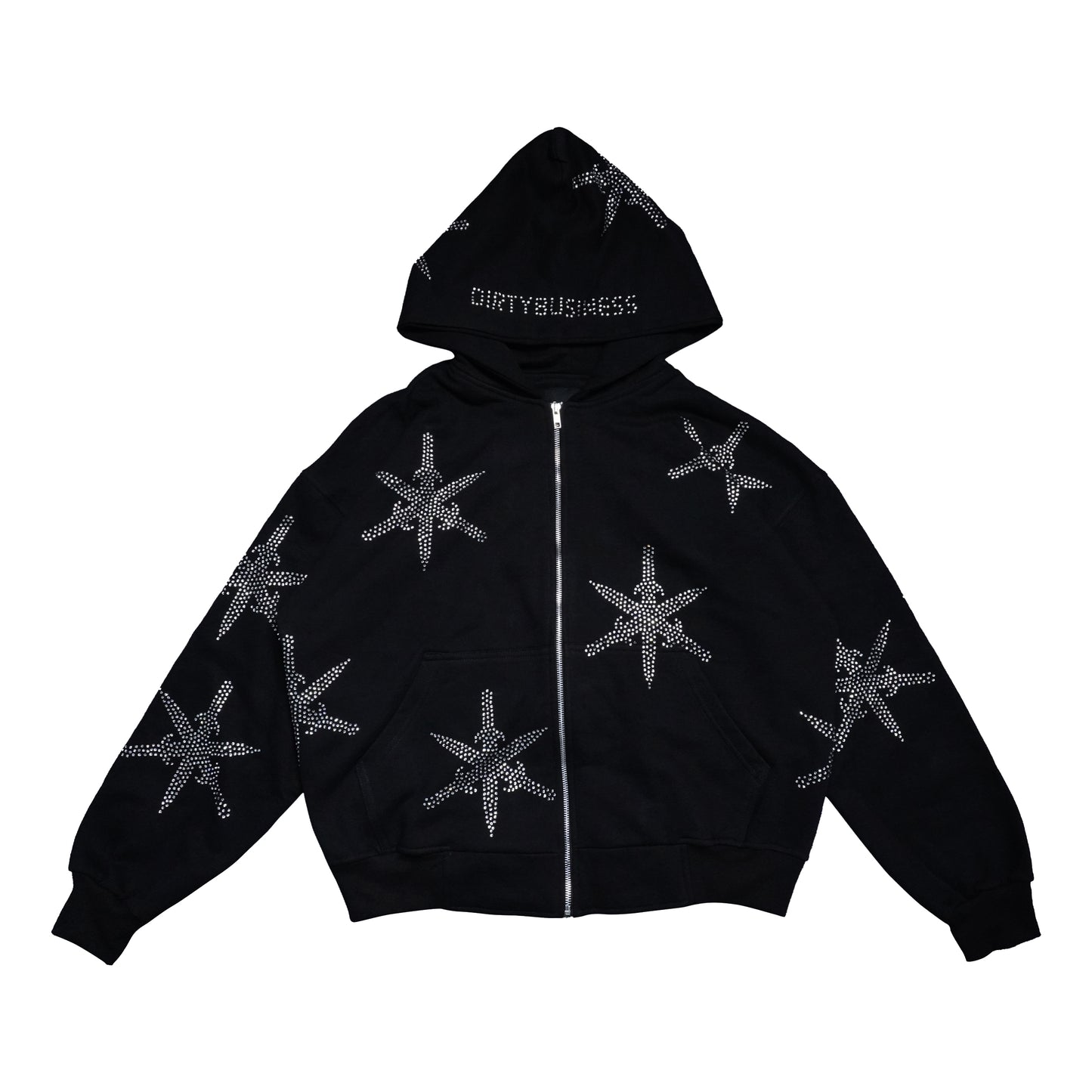 Sword Rhinestone Zip Hoodie Heavyweight Boxy Fit