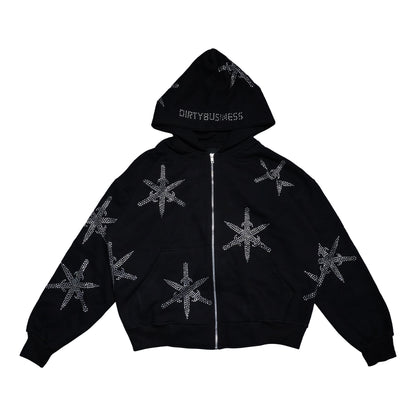 Sword Rhinestone Zip Hoodie Heavyweight Boxy Fit