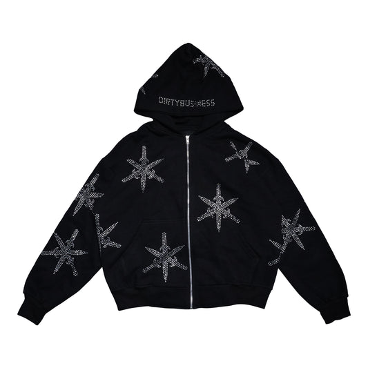 Sword Rhinestone Zip Hoodie Heavyweight Boxy Fit