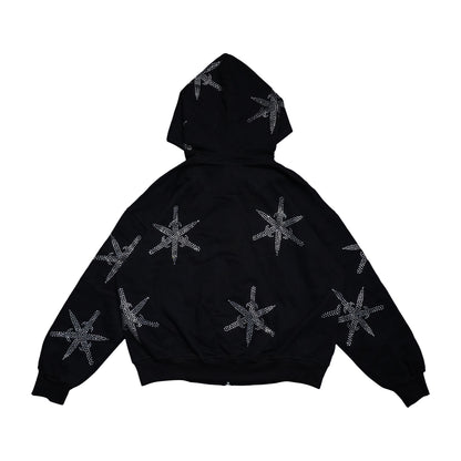 Sword Rhinestone Zip Hoodie Heavyweight Boxy Fit