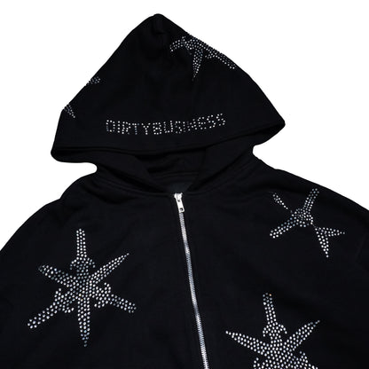 Sword Rhinestone Zip Hoodie Heavyweight Boxy Fit