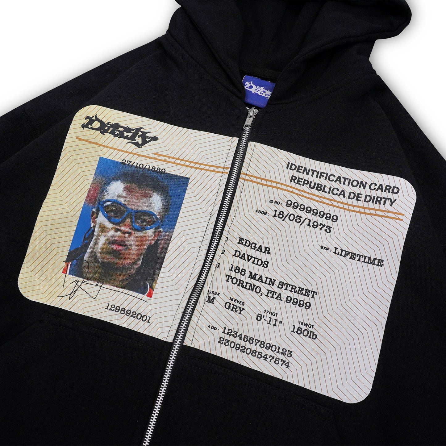 DIRTYBUSINESS EDGAR ZIP BLACK HEAVYWEIGHT HOODIE BOXY FIT