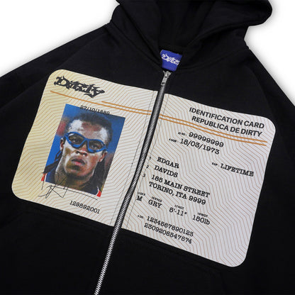 DIRTYBUSINESS EDGAR ZIP BLACK HEAVYWEIGHT HOODIE BOXY FIT