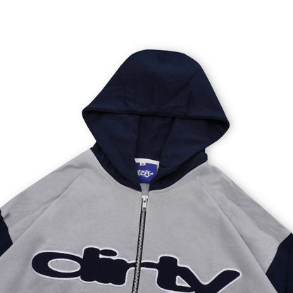 DIRTYBUSINESS MARCO GREY NAVY ZIP HOODIE