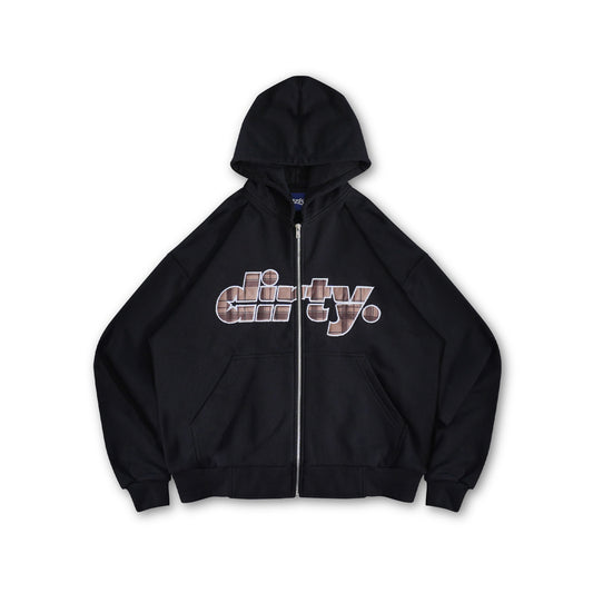 DIRTYBUSINESS THEODOR ZIP HOODIE BOXY BLACK