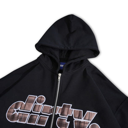 DIRTYBUSINESS THEODOR ZIP HOODIE BOXY BLACK