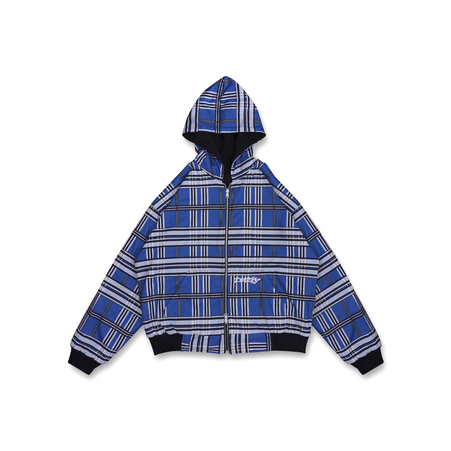 DIRTYBUSINESS REVERSIBLE PLAID ZIP HOODIE MOSKOW BLUE