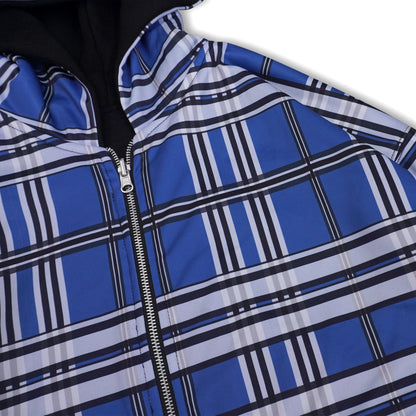 DIRTYBUSINESS REVERSIBLE PLAID ZIP HOODIE MOSKOW BLUE