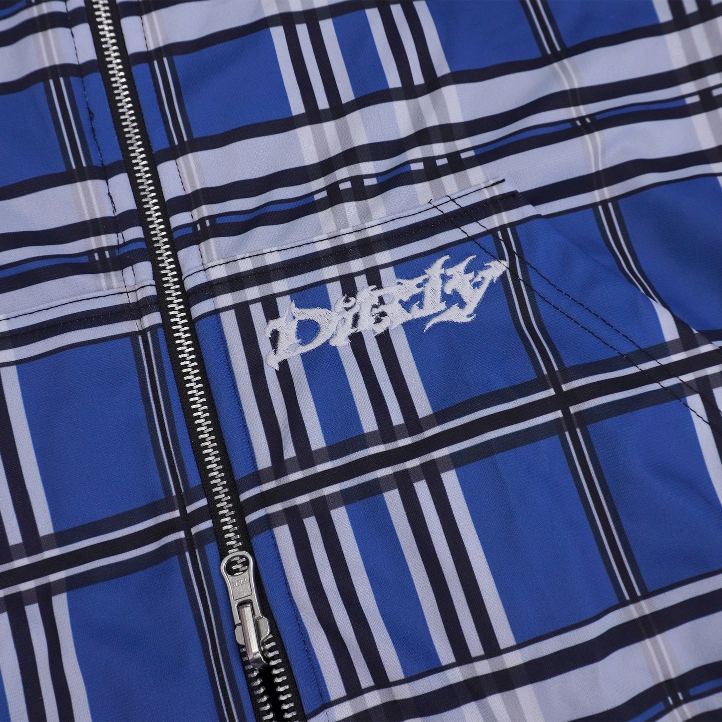 DIRTYBUSINESS REVERSIBLE PLAID ZIP HOODIE MOSKOW BLUE