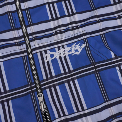 DIRTYBUSINESS REVERSIBLE PLAID ZIP HOODIE MOSKOW BLUE