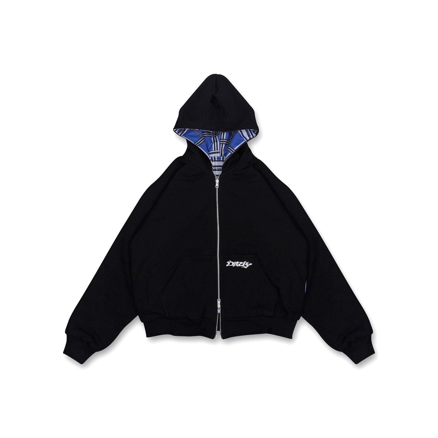 DIRTYBUSINESS REVERSIBLE PLAID ZIP HOODIE MOSKOW BLUE