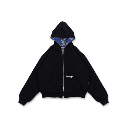 DIRTYBUSINESS REVERSIBLE PLAID ZIP HOODIE MOSKOW BLUE