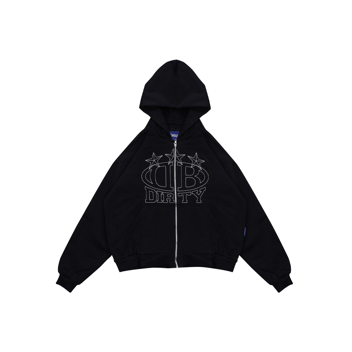 DIRTYBUSINESS GLOW ZIP BLACK HEAVYWEIGHT HOODIE BOXY FIT