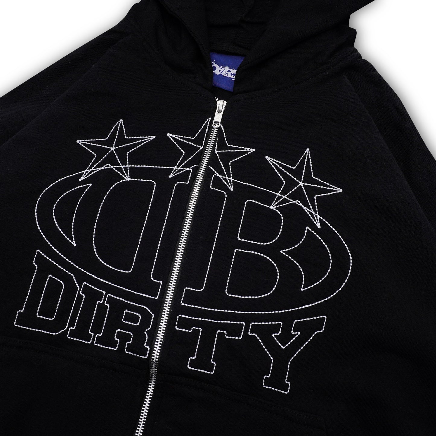 DIRTYBUSINESS GLOW ZIP BLACK HEAVYWEIGHT HOODIE BOXY FIT