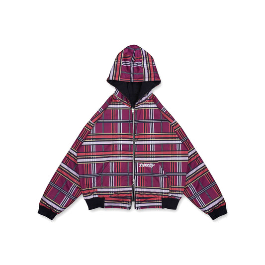 DIRTYBUSINESS REVERSIBLE PLAID ZIP HOODIE MOSKOW RED