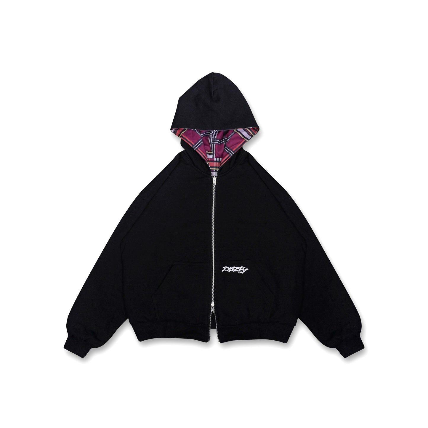DIRTYBUSINESS REVERSIBLE PLAID ZIP HOODIE MOSKOW RED