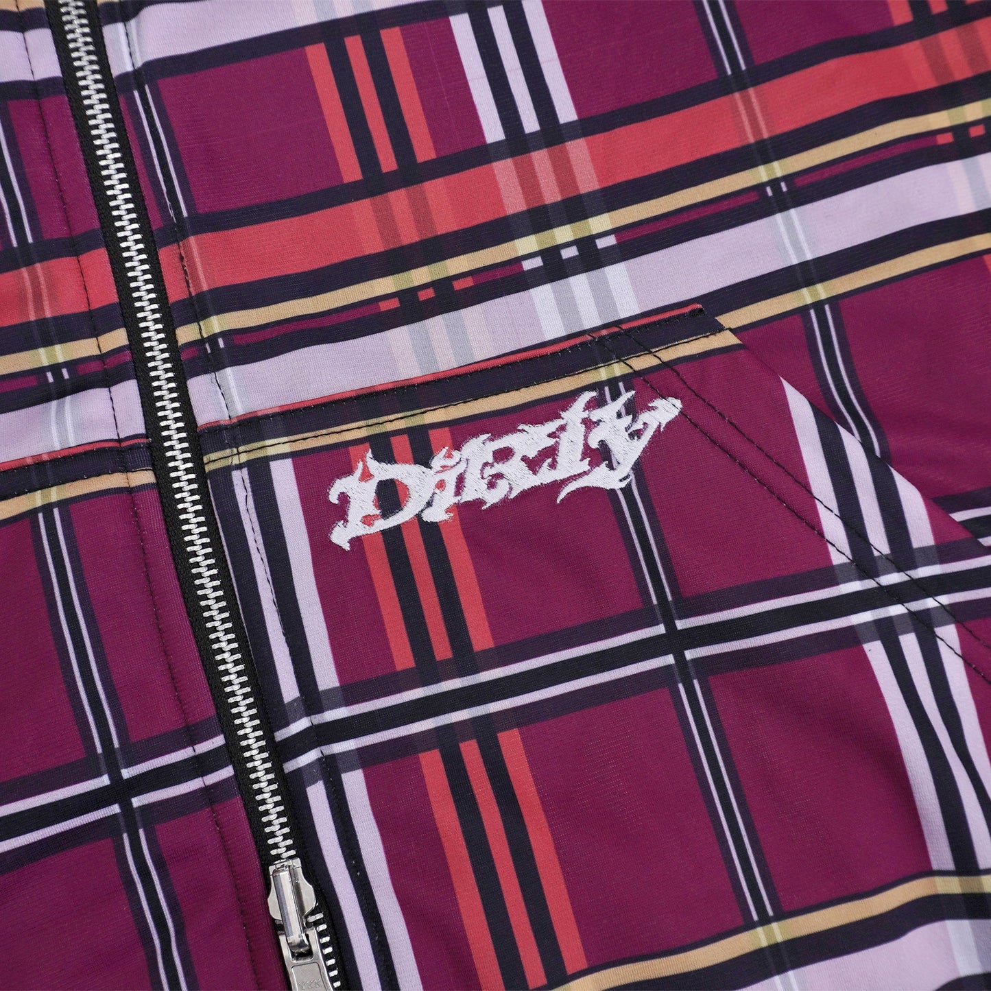 DIRTYBUSINESS REVERSIBLE PLAID ZIP HOODIE MOSKOW RED