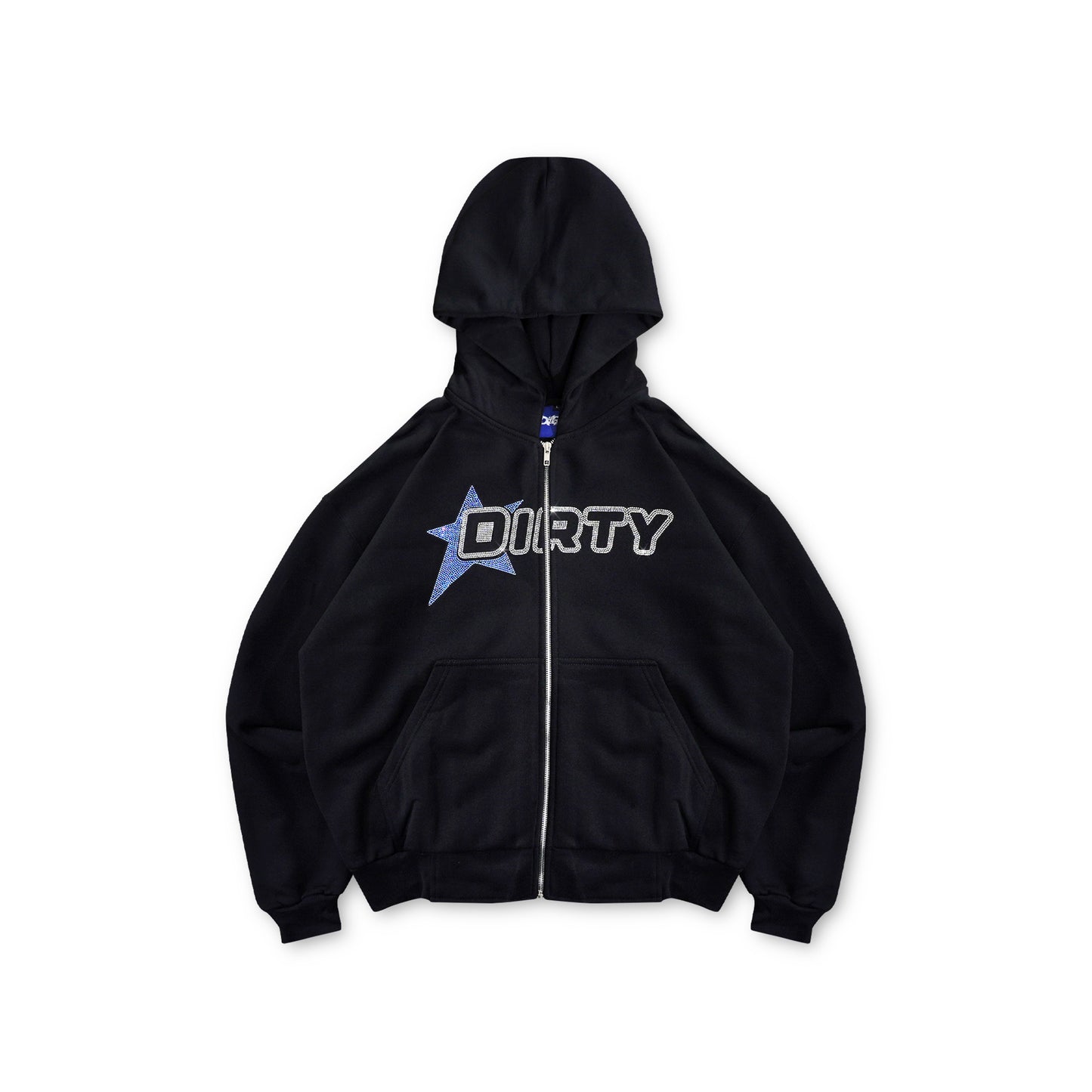 DIRTYBUSINESS ZIP HOODIE RHINESTONE STAR