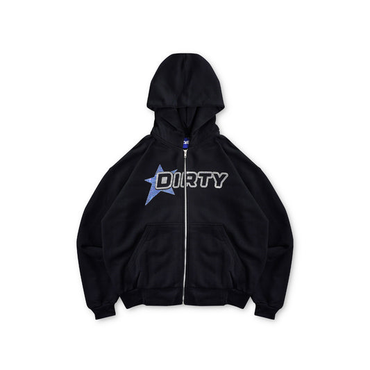 DIRTYBUSINESS ZIP HOODIE RHINESTONE STAR