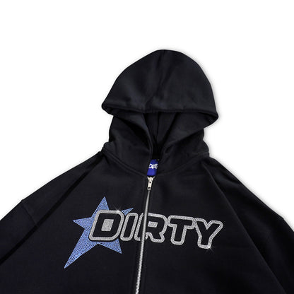 DIRTYBUSINESS ZIP HOODIE RHINESTONE STAR