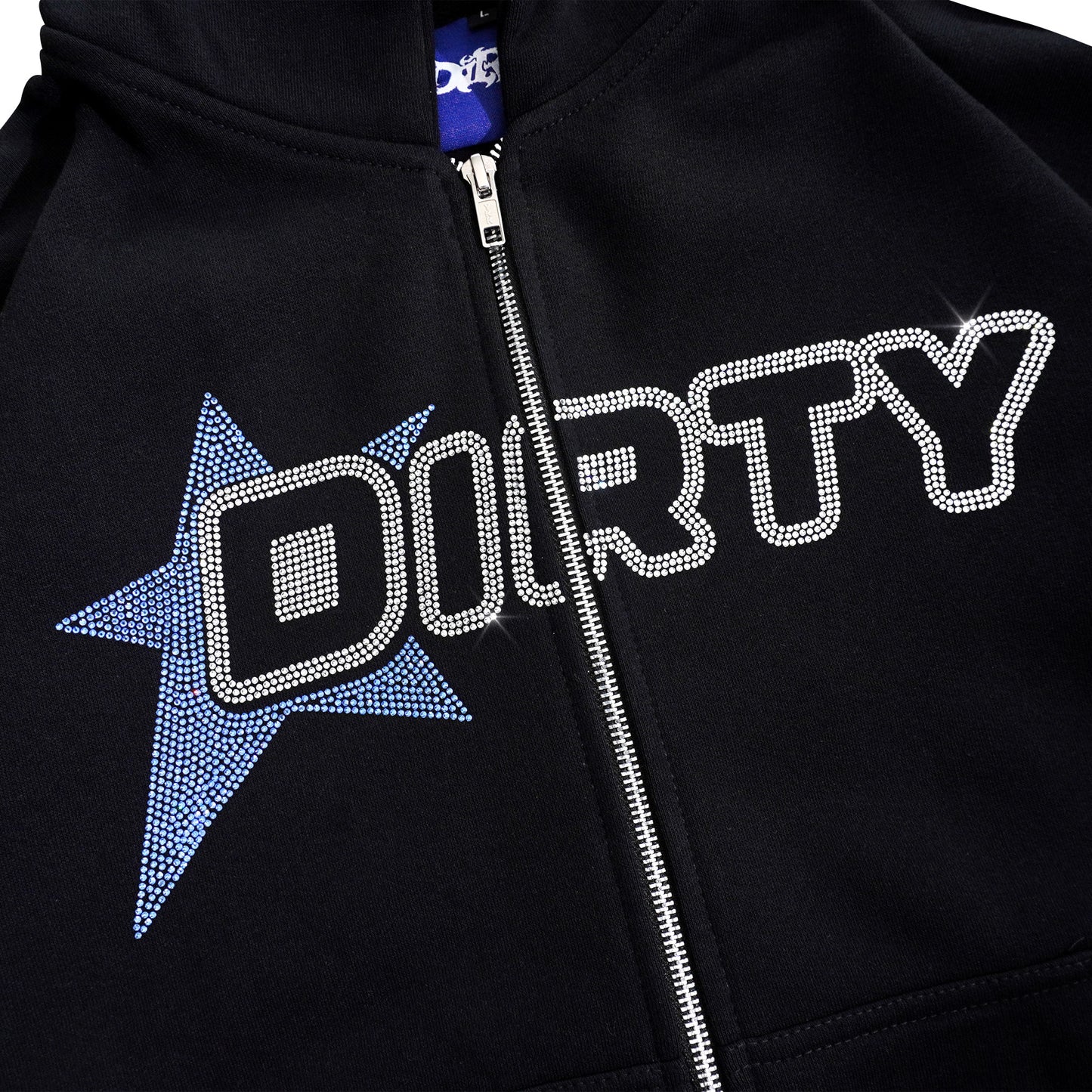 DIRTYBUSINESS ZIP HOODIE RHINESTONE STAR