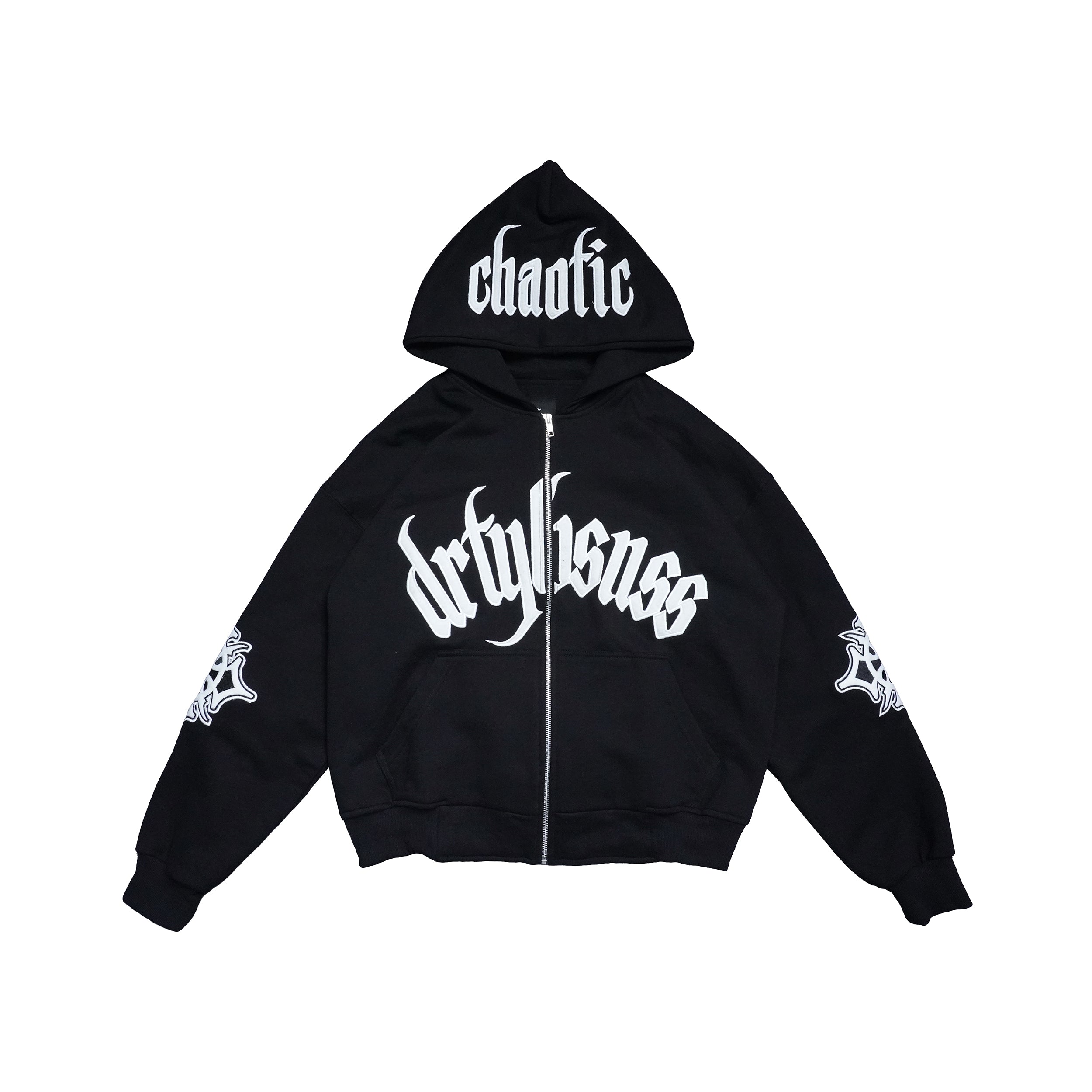 Chaotic Zip Hoodie Black Heavyweight Boxy Fit – Dirty Business